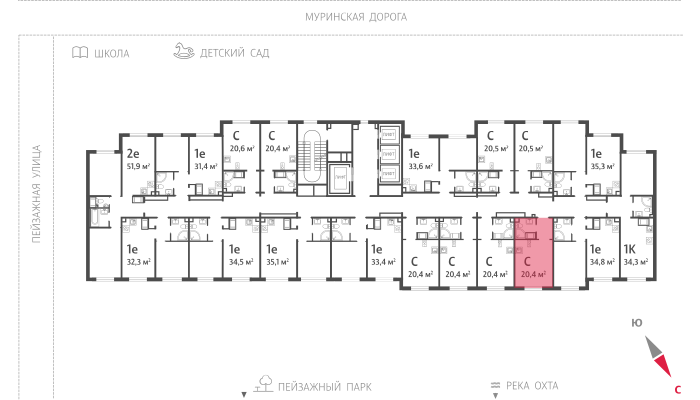 20.4 кв.м, ЖК "Пейзажный квартал" (Цветной город), изображение-2