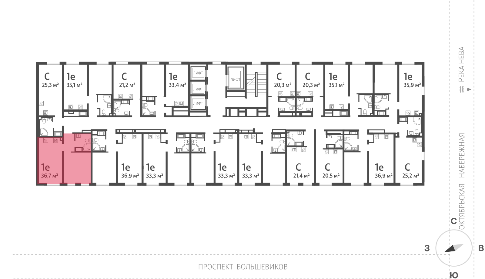 1-комнатная квартира, 36.5 кв.м, ЖК "Октябрьская набережная", изображение-2