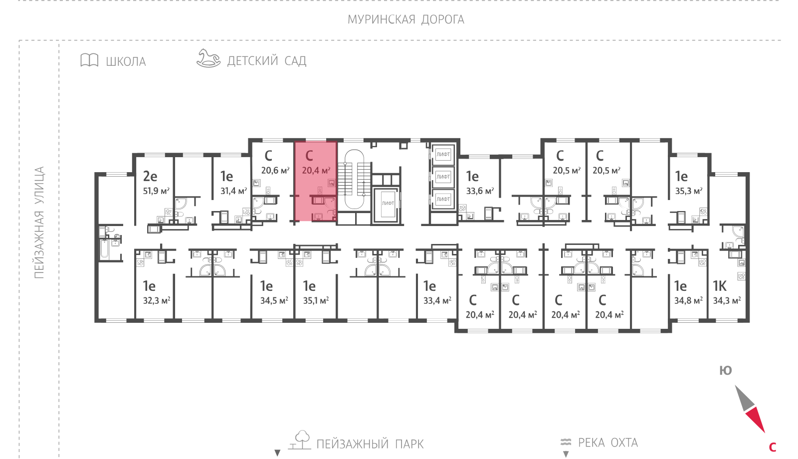 20.4 кв.м, ЖК "Пейзажный квартал" (Цветной город), изображение-2