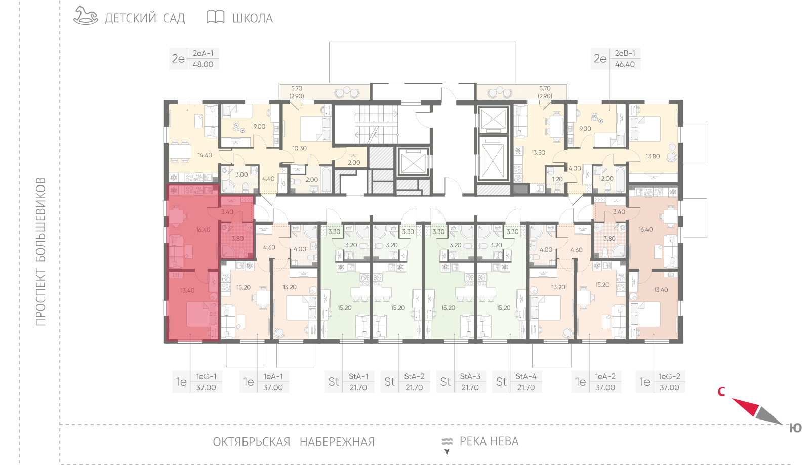 1-комнатная квартира, 37 кв.м, ЖК "Октябрьская набережная", изображение-2