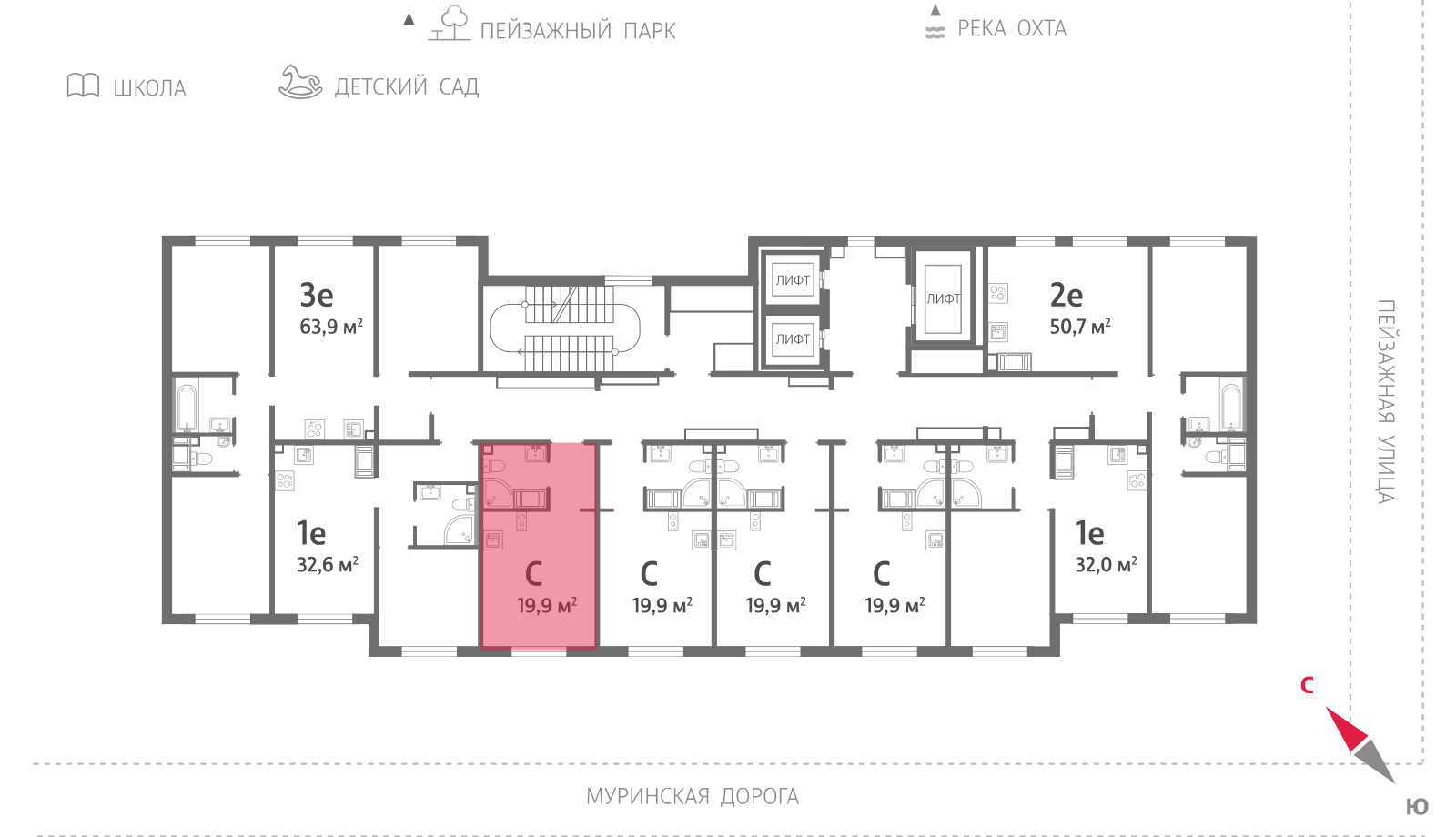 19.9 кв.м, ЖК "Пейзажный квартал" (Цветной город), изображение-2