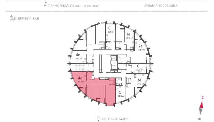 3-комнатная квартира, 85 кв.м, ЖК "Морская набережная" (Бульвар+СиВью), изображение-2