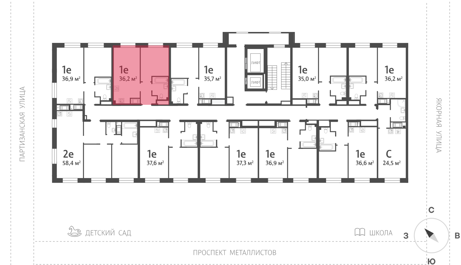 1-комнатная квартира, 37.3 кв.м, ЖК "Большая Охта", изображение-2