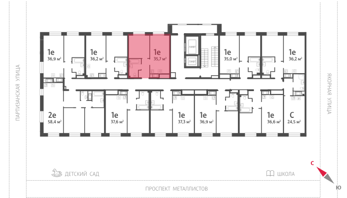 1-комнатная квартира, 37.4 кв.м, ЖК "Большая Охта", изображение-2