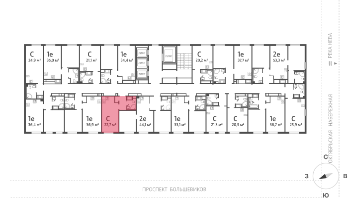 22.7 кв.м, ЖК "Октябрьская набережная", изображение-2
