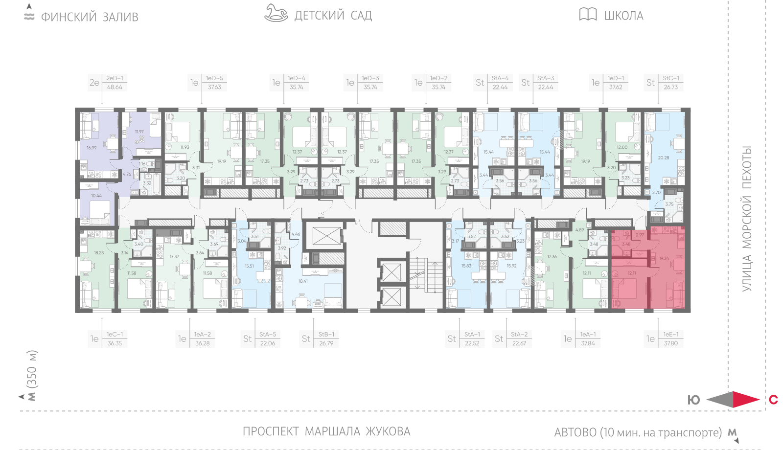 1-комнатная квартира, 37.8 кв.м, ЖК "Морская миля", изображение-2
