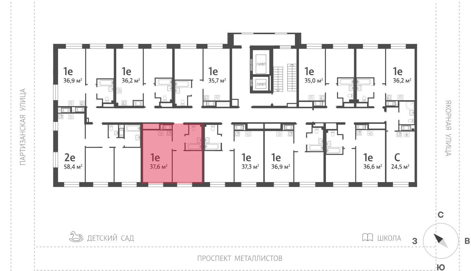 1-комнатная квартира, 38.8 кв.м, ЖК "Большая Охта", изображение-2
