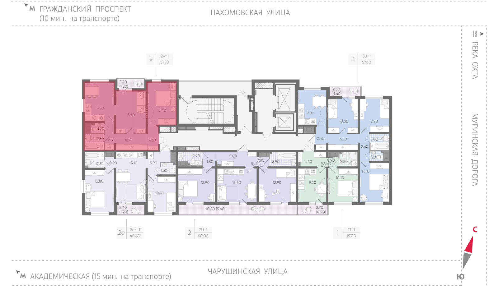 2-комнатная квартира, 51.7 кв.м, ЖК "Цветной город", изображение-2