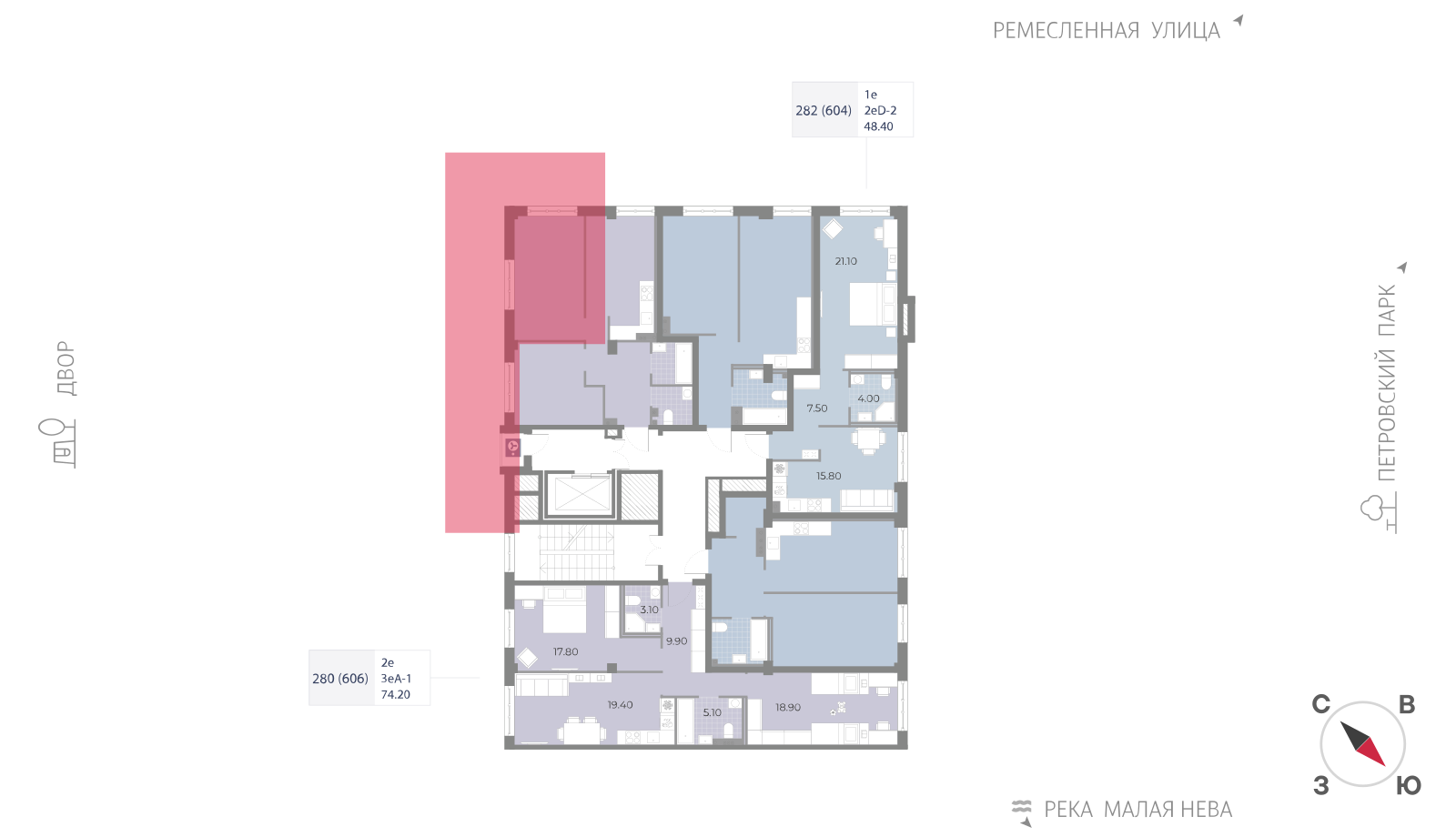 2-комнатная квартира, 74.2 кв.м, ЖК Neva Residence (Нева Резиденс), изображение-2