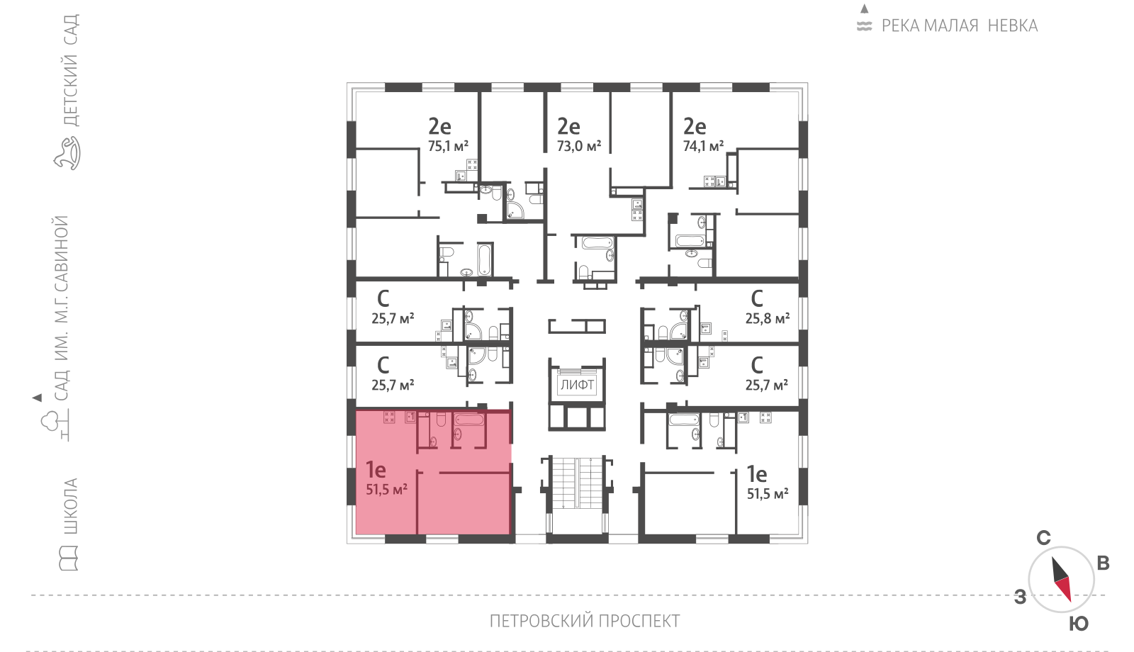 1-комнатная квартира, 51.6 кв.м, ЖК Neva Haus (Нева Хаус), изображение-2