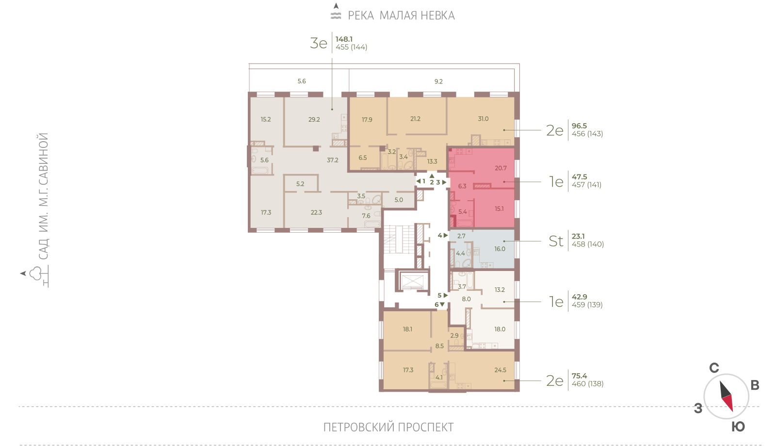 1-комнатная квартира, 47.5 кв.м, ЖК Neva Haus (Нева Хаус), изображение-2