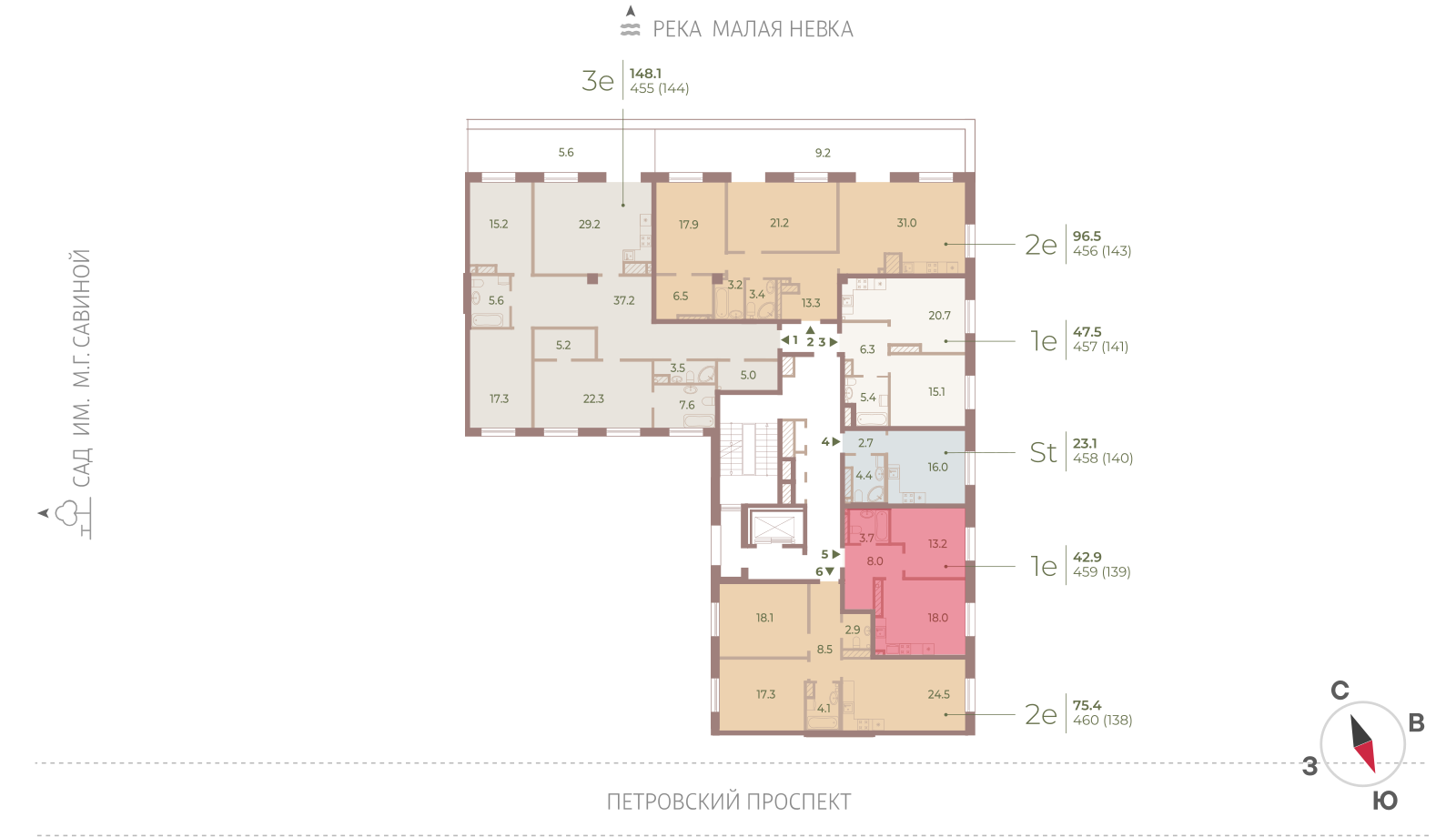 1-комнатная квартира, 42.9 кв.м, ЖК Neva Haus (Нева Хаус), изображение-2