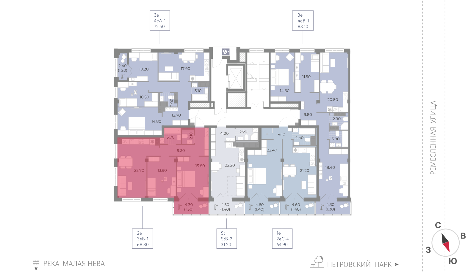 2-комнатная квартира, 68.8 кв.м, ЖК Neva Residence (Нева Резиденс), изображение-2