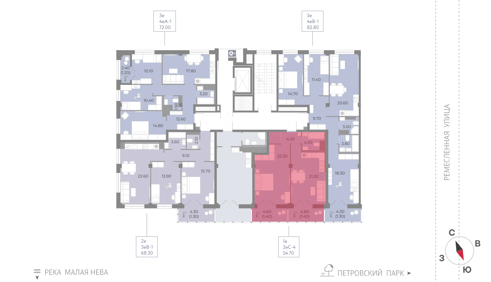 1-комнатная квартира, 54.7 кв.м, ЖК Neva Residence (Нева Резиденс), изображение-2