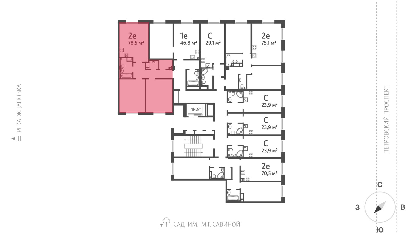 2-комнатная квартира, 78.8 кв.м, ЖК Neva Haus (Нева Хаус), изображение-2