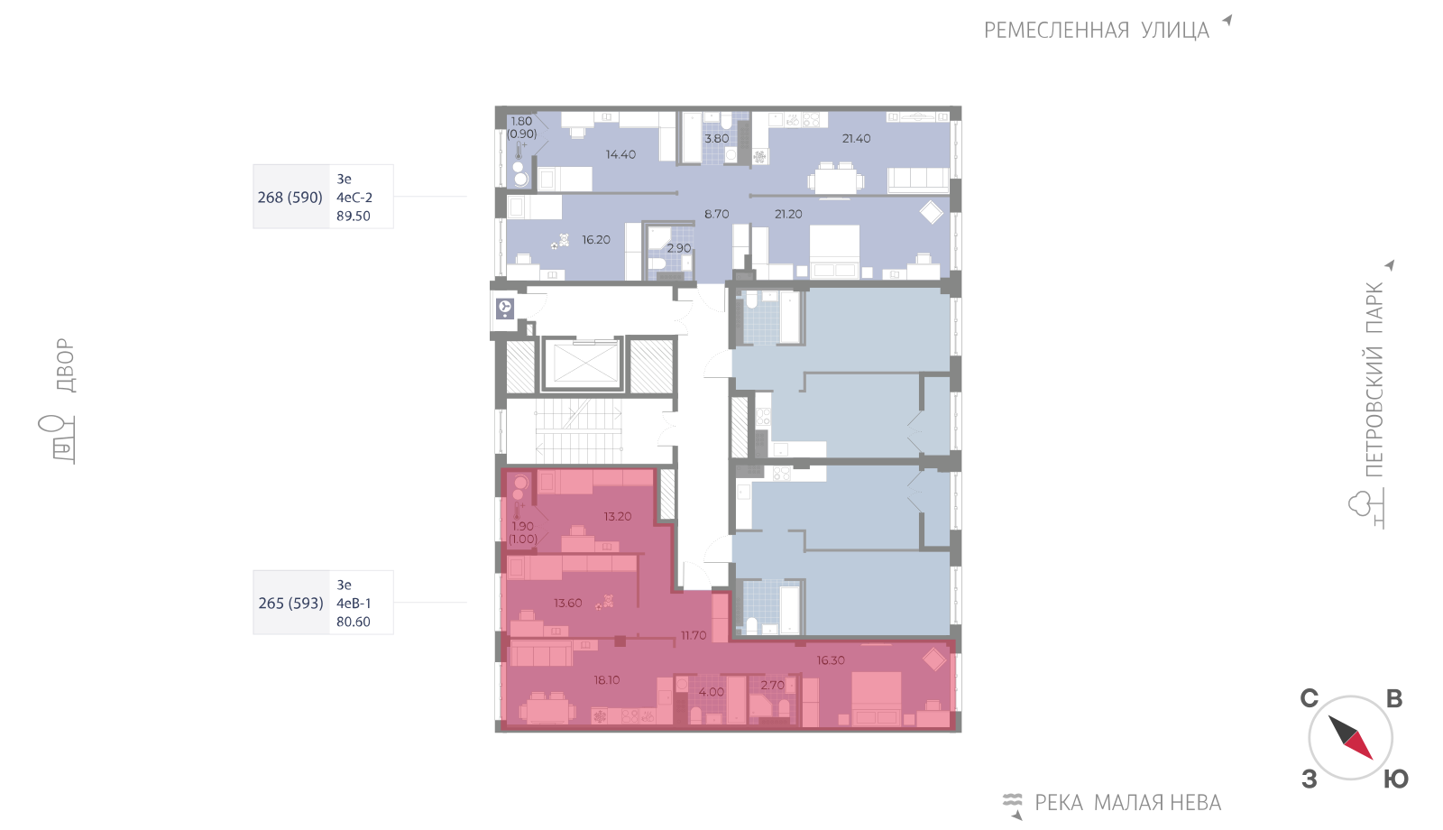 3-комнатная квартира, 80.6 кв.м, ЖК Neva Residence (Нева Резиденс), изображение-2