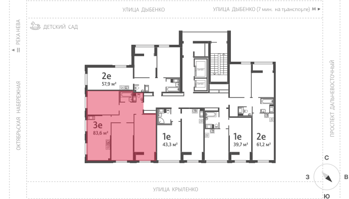 3-комнатная квартира, 82.6 кв.м, ЖК "Цивилизация на Неве", изображение-2