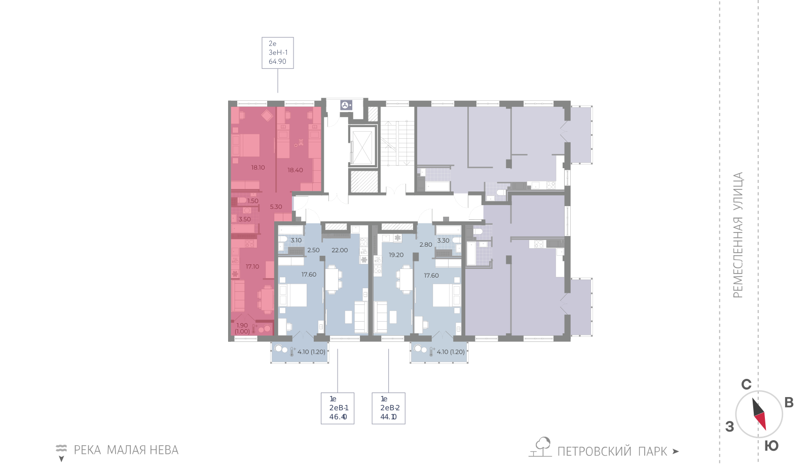 2-комнатная квартира, 64.9 кв.м, ЖК Neva Residence (Нева Резиденс), изображение-2