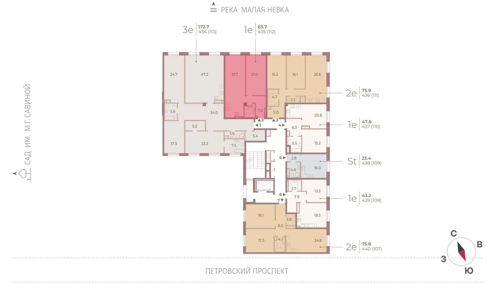 1-комнатная квартира, 63.7 кв.м, ЖК Neva Haus (Нева Хаус), изображение-2