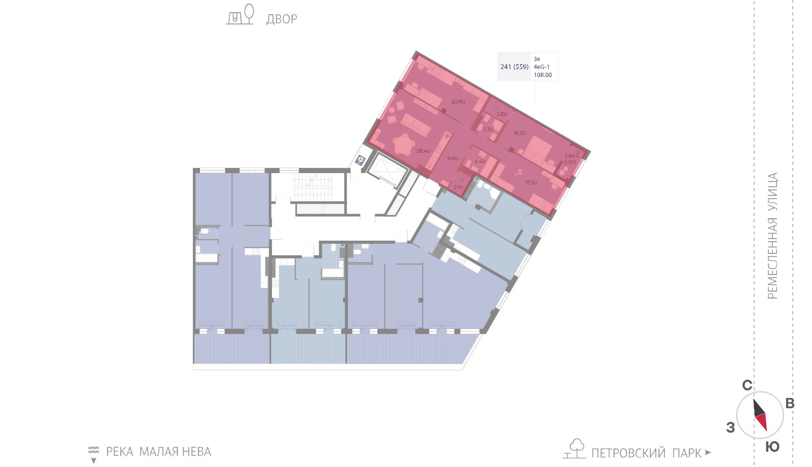 3-комнатная квартира, 108 кв.м, ЖК Neva Residence (Нева Резиденс), изображение-2