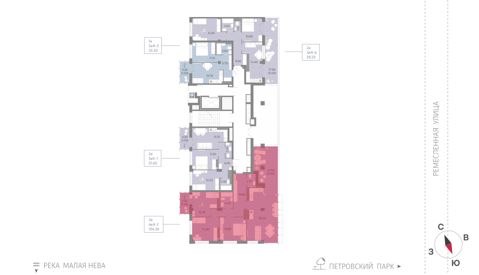 3-комнатная квартира, 104.3 кв.м, ЖК Neva Residence (Нева Резиденс), изображение-2