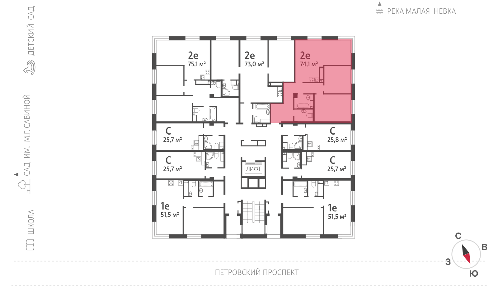 2-комнатная квартира, 74.1 кв.м, ЖК Neva Haus (Нева Хаус), изображение-2