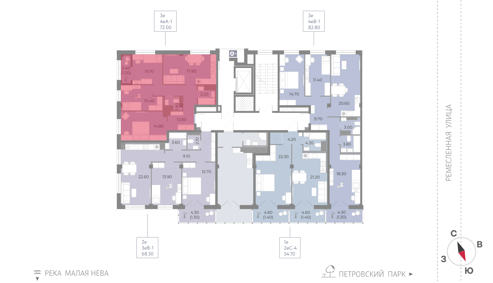 3-комнатная квартира, 72 кв.м, ЖК Neva Residence (Нева Резиденс), изображение-2