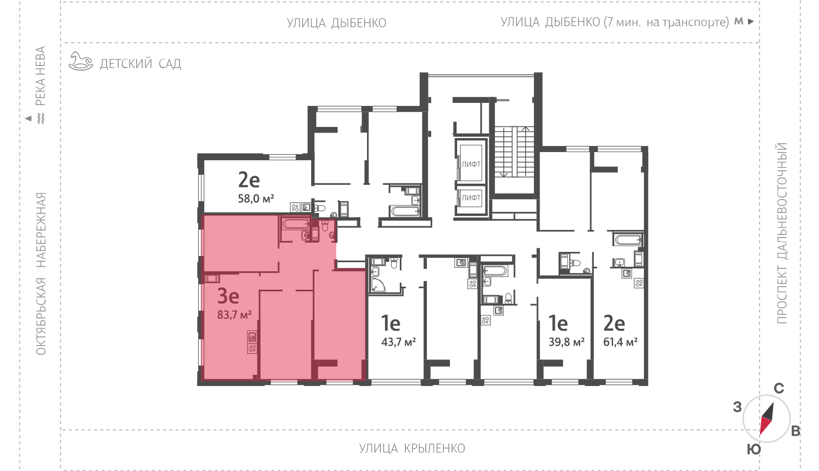 3-комнатная квартира, 82.6 кв.м, ЖК "Цивилизация на Неве", изображение-2