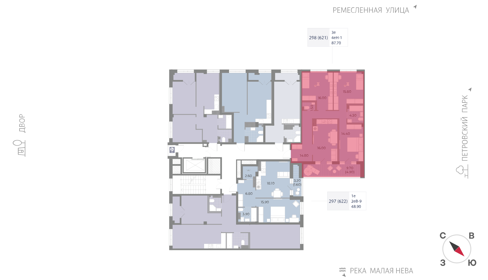 3-комнатная квартира, 87.7 кв.м, ЖК Neva Residence (Нева Резиденс), изображение-2