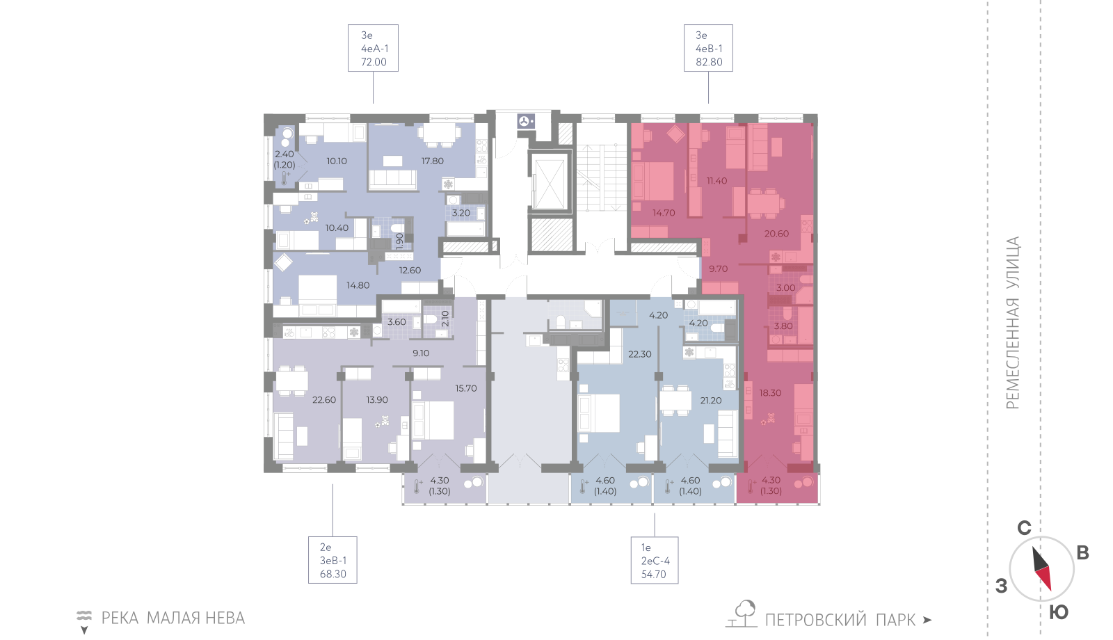 3-комнатная квартира, 82.8 кв.м, ЖК Neva Residence (Нева Резиденс), изображение-2
