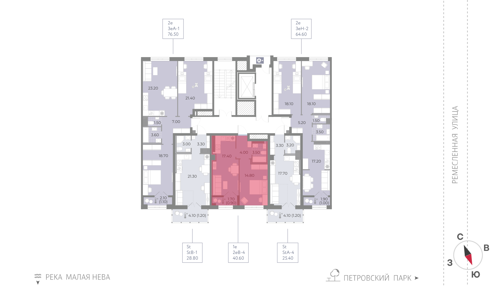 1-комнатная квартира, 40.6 кв.м, ЖК Neva Residence (Нева Резиденс), изображение-2