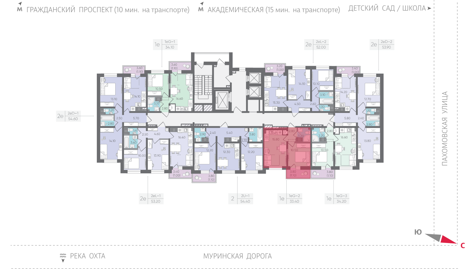 1-комнатная квартира, 33.4 кв.м, ЖК "Цветной город", изображение-2