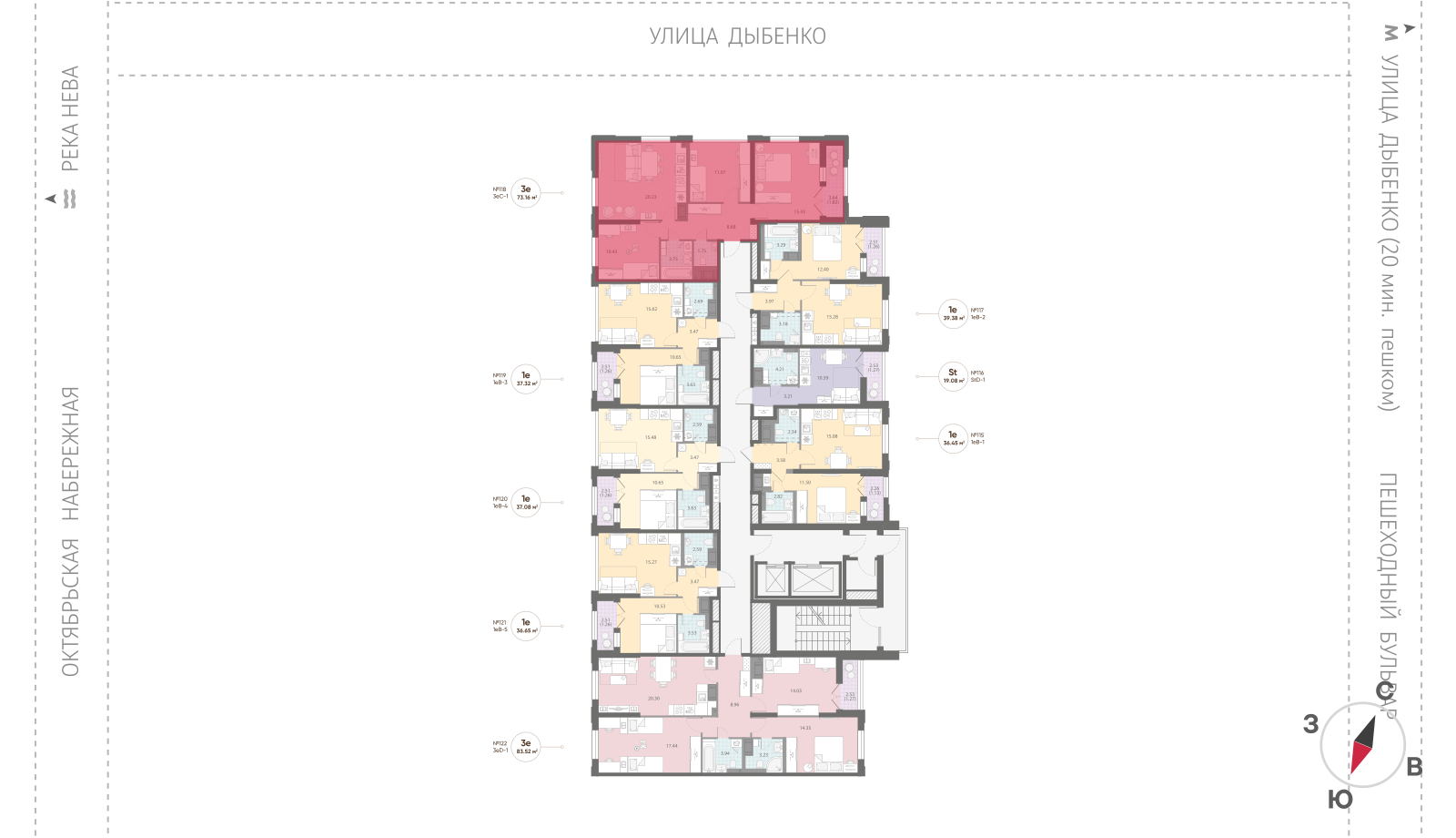 3-комнатная квартира, 73.16 кв.м, ЖК "Цивилизация на Неве", изображение-2
