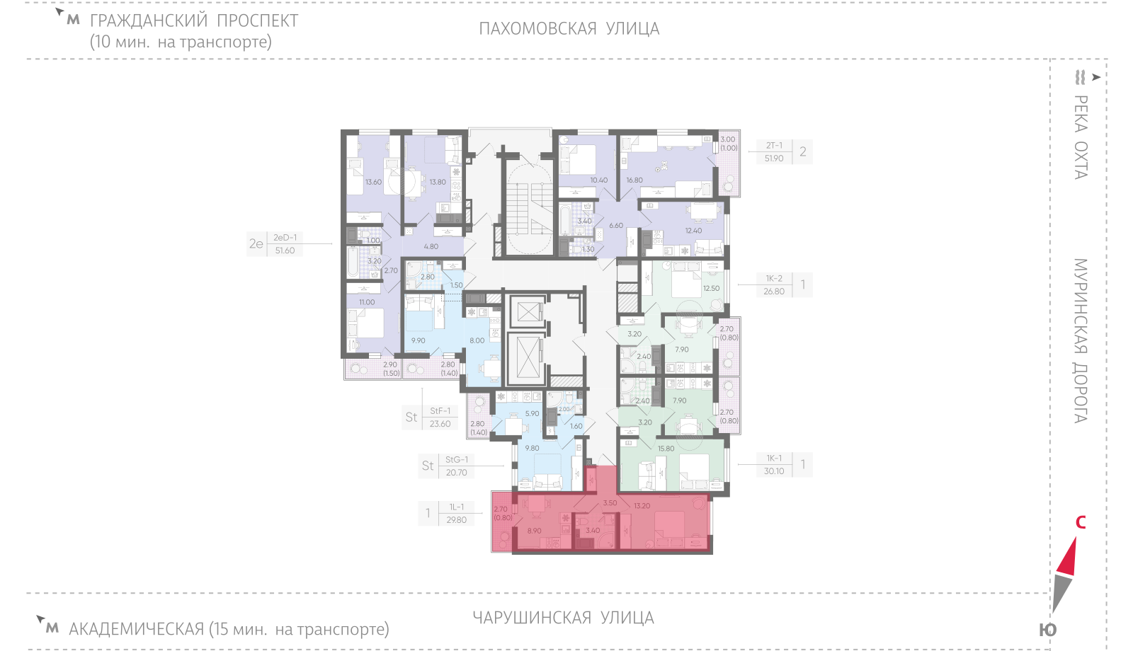 1-комнатная квартира, 29.8 кв.м, ЖК "Цветной город", изображение-2