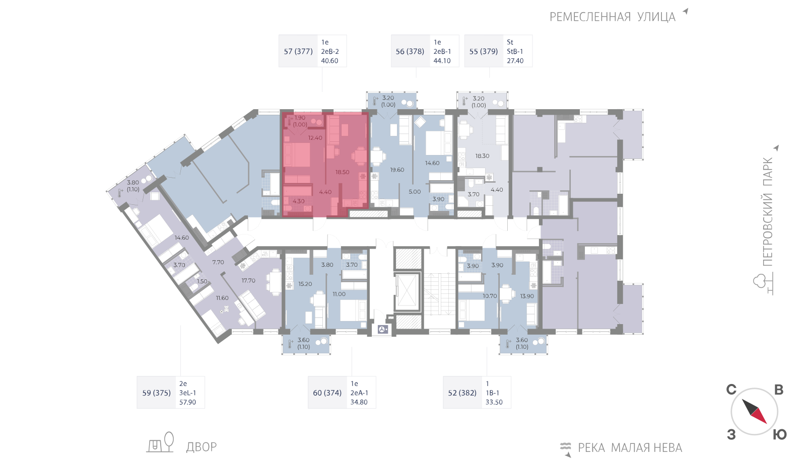1-комнатная квартира, 40.6 кв.м, ЖК Neva Residence (Нева Резиденс), изображение-2