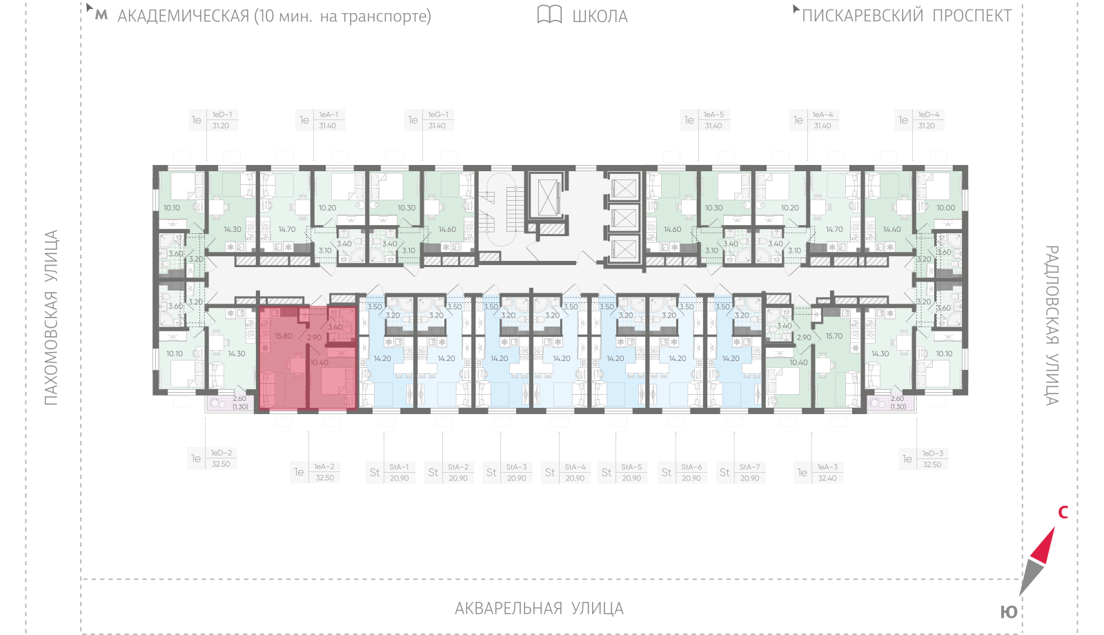 1-комнатная квартира, 32.5 кв.м, ЖК "Ручьи", изображение-2