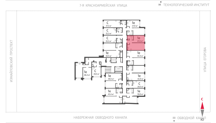 1-комнатная квартира, 41.9 кв.м, ЖК "Измайловский", изображение-2