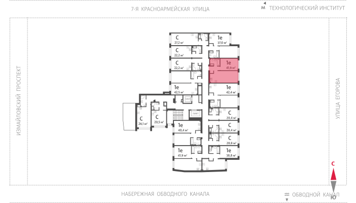 1-комнатная квартира, 41.9 кв.м, ЖК "Измайловский", изображение-2