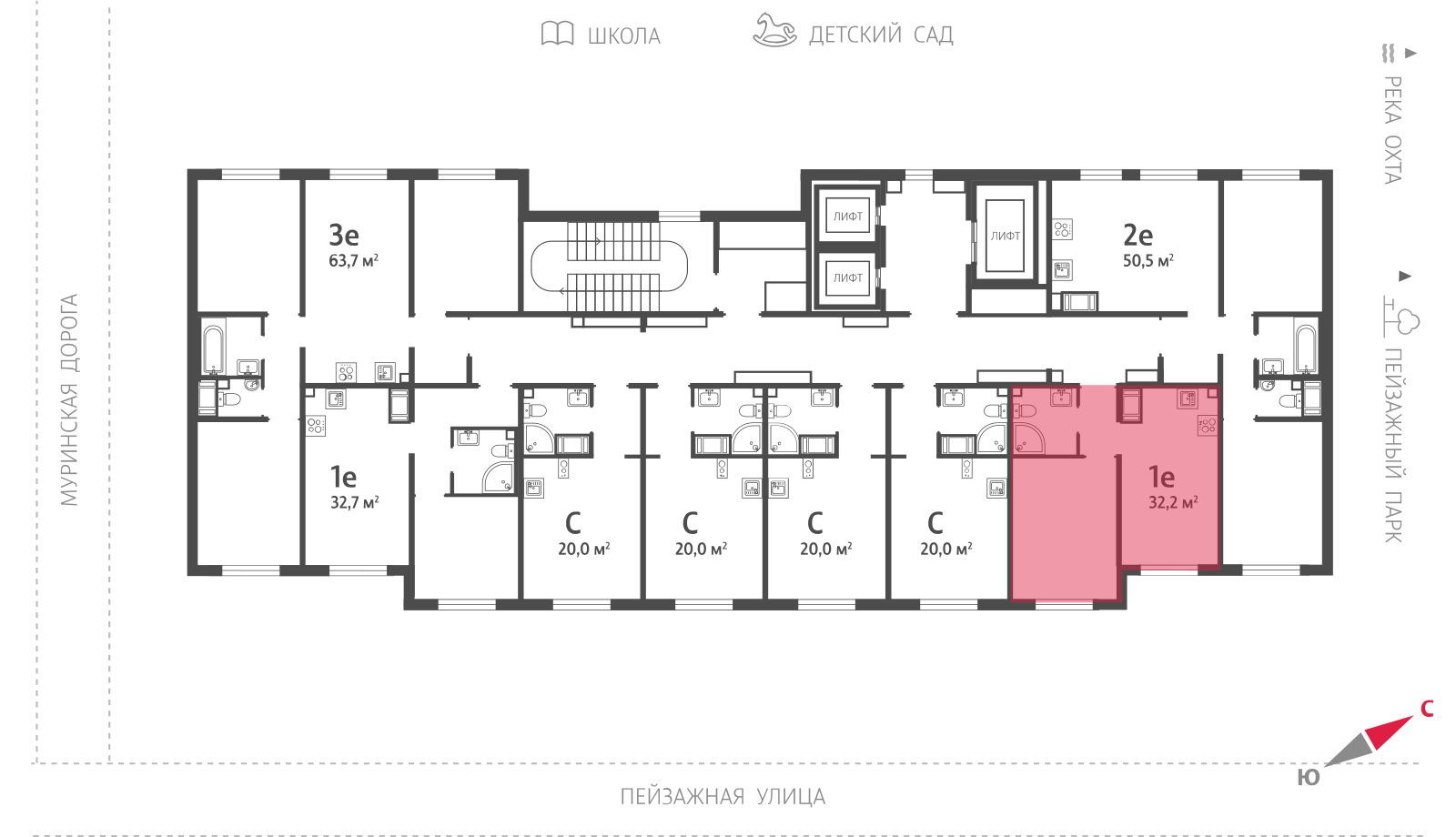1-комнатная квартира, 32.2 кв.м, ЖК "Пейзажный квартал" (Цветной город), изображение-2