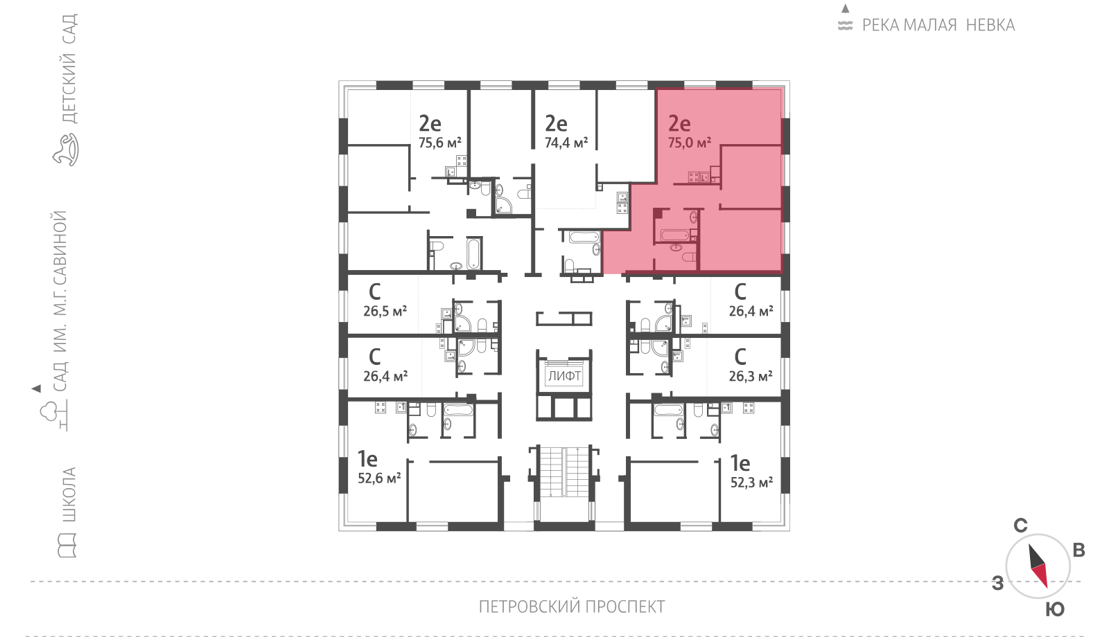 2-комнатная квартира, 74.9 кв.м, ЖК Neva Haus (Нева Хаус), изображение-2