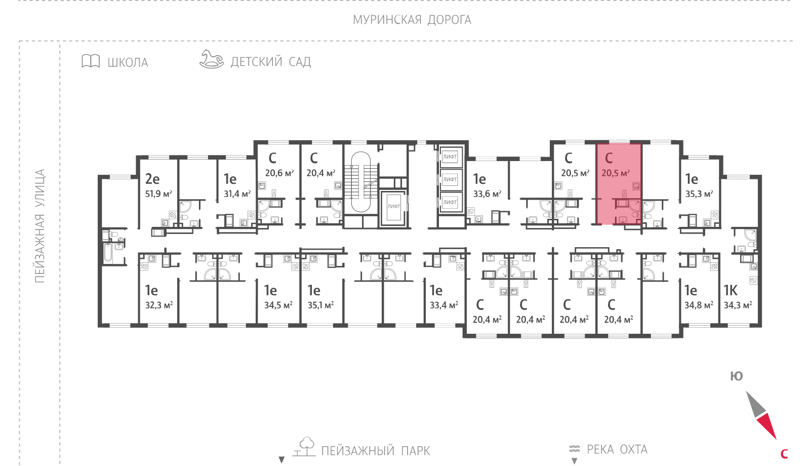20.5 кв.м, ЖК "Пейзажный квартал" (Цветной город), изображение-2
