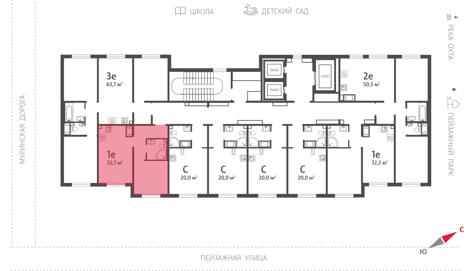 1-комнатная квартира, 32.7 кв.м, ЖК "Пейзажный квартал" (Цветной город), изображение-2