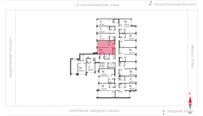 1-комнатная квартира, 42.5 кв.м, ЖК "Измайловский", изображение-2