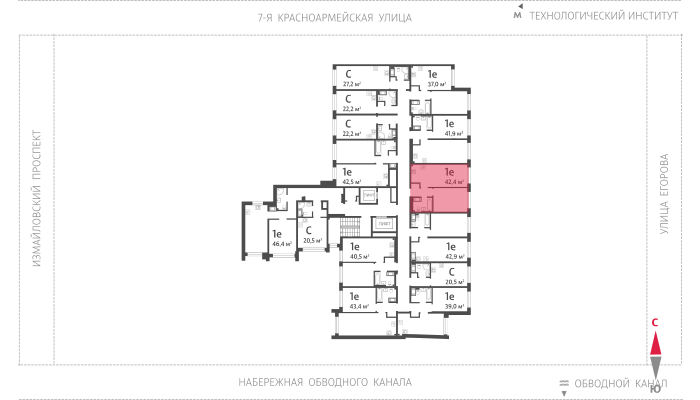 1-комнатная квартира, 42.4 кв.м, ЖК "Измайловский", изображение-2