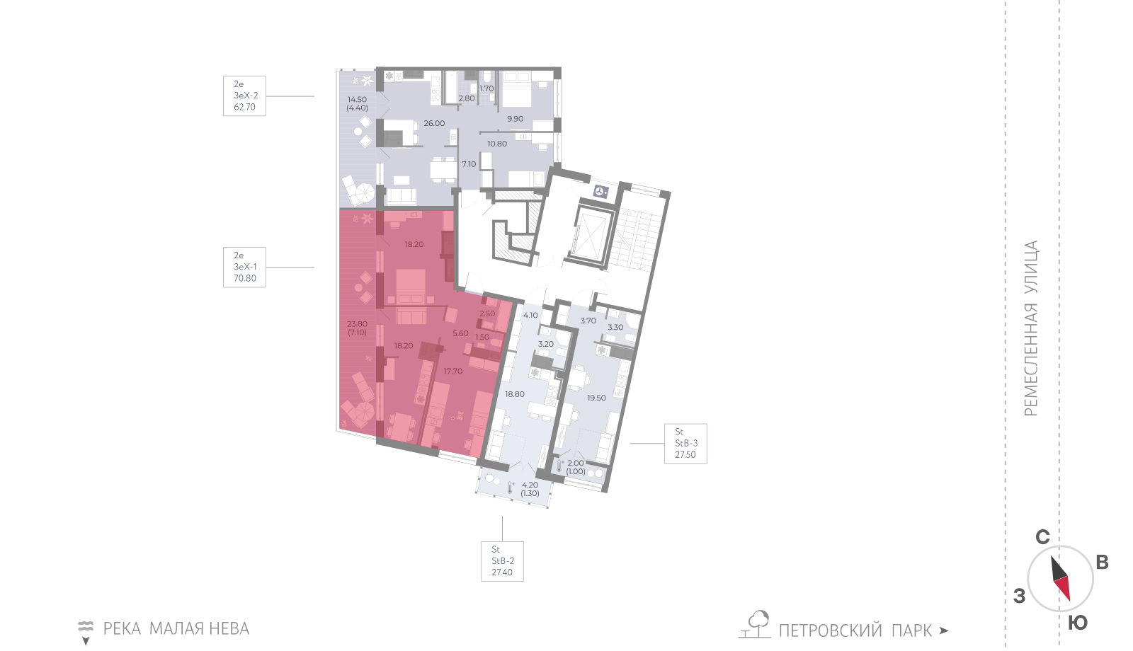 2-комнатная квартира, 70.8 кв.м, ЖК Neva Residence (Нева Резиденс), изображение-2