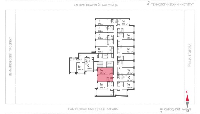 1-комнатная квартира, 40.5 кв.м, ЖК "Измайловский", изображение-2