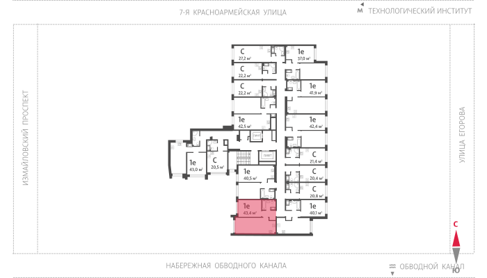 1-комнатная квартира, 43.4 кв.м, ЖК "Измайловский", изображение-2