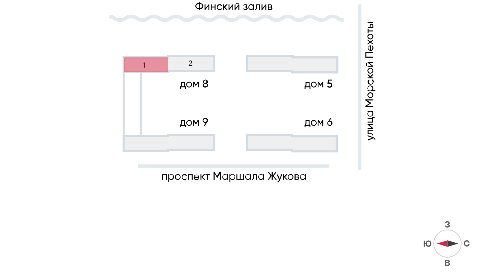 2-комнатная квартира, 47.16 кв.м, ЖК "Морская миля", изображение-2