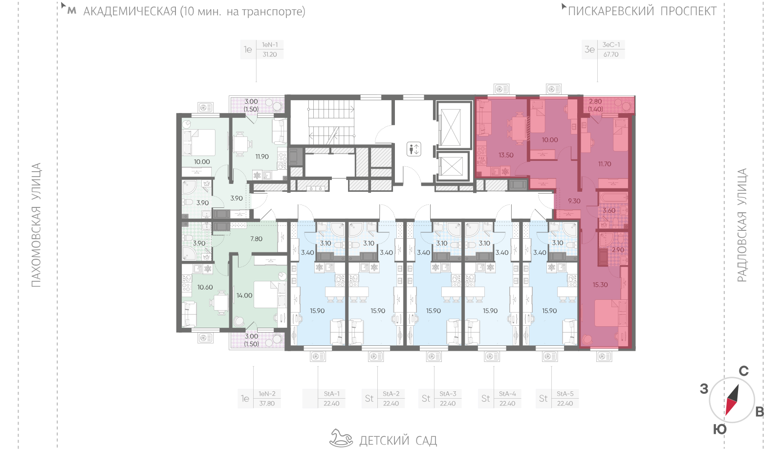 3-комнатная квартира, 67.7 кв.м, ЖК "Ручьи", изображение-2