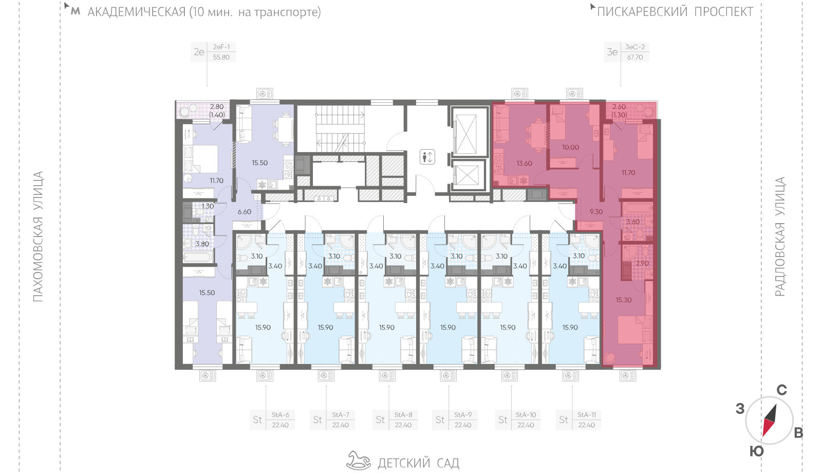 3-комнатная квартира, 67.7 кв.м, ЖК "Ручьи", изображение-2